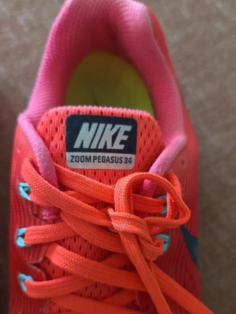 Nike Women's Coral-Pink Running Sneakers with Navy Swoosh